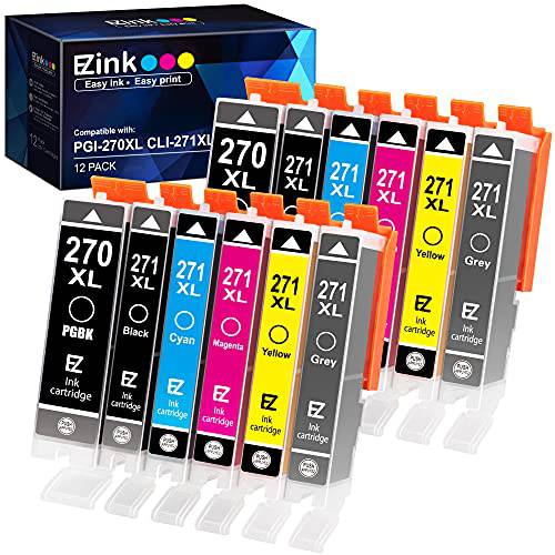 E-Z 잉크 (TM) 호환가능한 잉크카트리지, 프린트잉크 교체용 캐논 PGI-270XL CLI-271XL PGI270 CLI271 to 사용 TS9020 TS8020 MG7720 프린터 트레이 (2 그레이, 2 PGBK, 2 스몰 블랙, 2 Cyan, 2 Magenta, 2 Yellow)