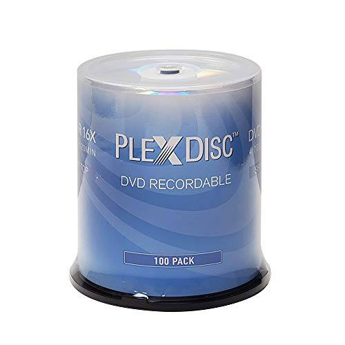 Plex 디스크 DVD+ R 4.7GB 16x 기록가능 미디어 실버 탑 디스크 - 100 디스크 Spindle (FFP) 63C-115-BX 블랙