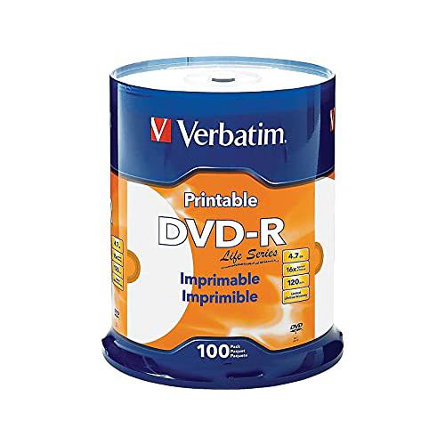 Verbatim Life 시리즈 DVD-R 인쇄가능 디스크 Spindle, 팩 Of 100