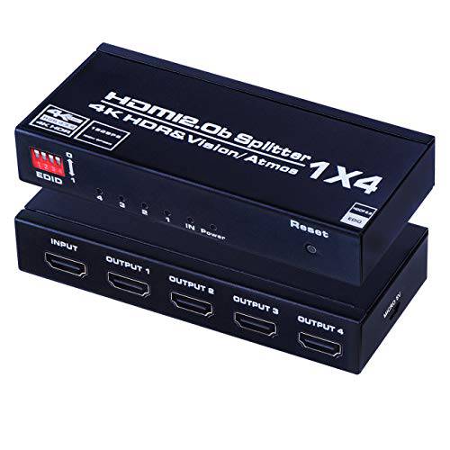 HDMI 분배기 1 in 4 Out, 4K 60Hz HDMI 분배기 1x4 오디오비디오, AV 분배기 박스 지원 풀 울트라 HD, 3D, HDR, 호환가능한 Blu-Ray 플레이어, TV 박스, PS3, PS4, 엑스박스 Etc