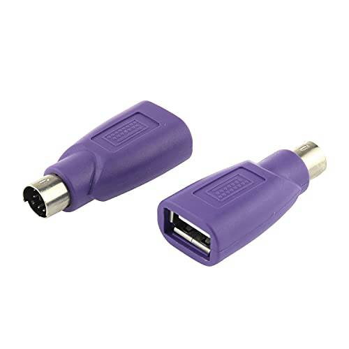 DGZZI USB to PS2 어댑터 2PCS 퍼플 USB Female to PS/ 2 Male 컨버터, 변환기 어댑터 마우스 and 키보드