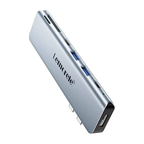 USB C 허브 어댑터 맥북 프로/ 에어 M1, Lemorele 7-in-2 맥북 에어/ 프로 어댑터 HDMI 4K, 2 USB 3.0, 100W 파워 Delivery, SD/ TF 카드 리더, 리더기, 데이터 전송 USB-C 맥북 프로/ 에어 M1 2020 - 2016