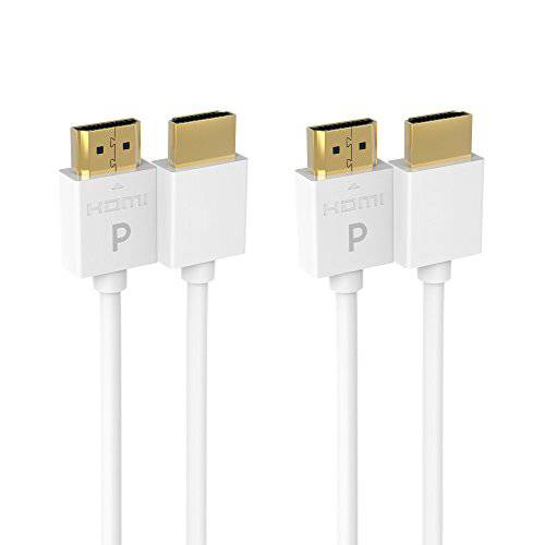Pacroban 울트라 슬림 화이트 4K HDMI 케이블 (10ft - 2pack) - Available in 1.5, 3, 6, 10, 15, 17 Feet