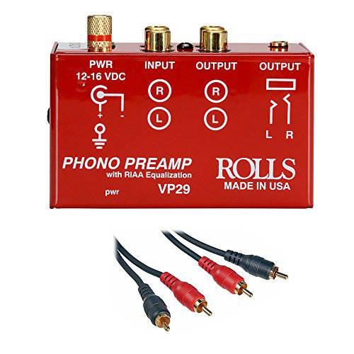 Rolls VP29 Phono 프리앰프 2 RCA Male to 2 RCA Male 듀얼 오디오 케이블 -3’
