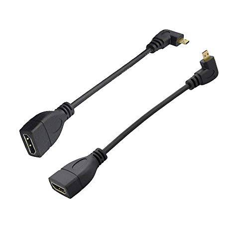 Seadream 2Pack 6 15CM 90 도 마이크로 HDMI Right-Toward Left-Toward Male to HDMI Female 케이블 어댑터 커넥터 (2pcs Each of 오른쪽 and 왼쪽)¡­