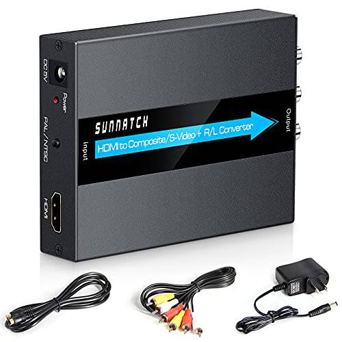 SUNNATCH HDMI to Svideo RCA 컨버터, 변환기 S-Video+ RCA 케이블, HDMI Svideo 컨버터, 변환기, HDMI to  RCA(Composite/ AV/ CVBS) 컨버터, 변환기, HDMI in RCA+ S-Video Out Converter(Aluminum)