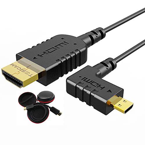 매우얇은 마이크로 HDMI to HDMI 케이블 익스트림 플렉시블 하이퍼 슬림 Stablizer, 짐벌, 캐논, 소니 hdmi 카메라, 지원 4K, 3D, 이더넷, ARC 슈퍼 가장얇은 직각 3ft