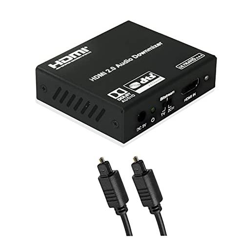 J-Tech 디지털 HDMI 2.0 오디오 분리기 컨버터, 변환기 Downmixer 번들,묶음 토스링크 디지털 광학 오디오 SPDIF 케이블 3ft
