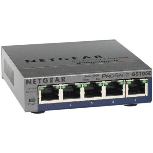NETGEAR 5-Port 기가비트 이더넷 스마트 Managed 플러스 스위치 (GS105Ev2) - 데스크탑, and ProSAFE 라이프타임 프로텍트