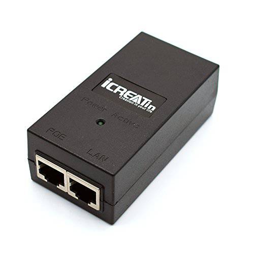 iCreatin 48V 24W 기가비트 PoE 인젝터 어댑터, Up to 24W 파워 서플라이, 10/ 100/ 1000Mbps 보호처리된 RJ-45, IEEE 802.3af Compliant,  플러그&  플레이