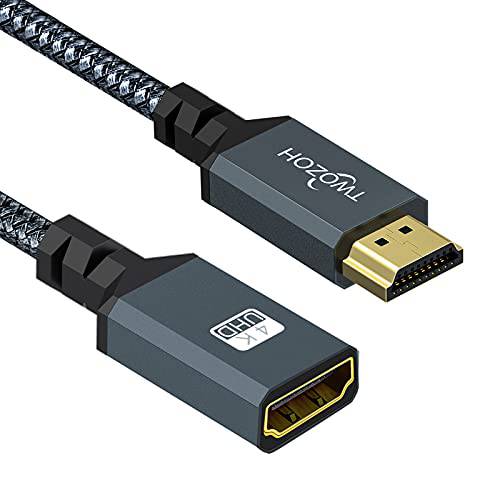 Twozoh HDMI 연장 케이블 1FT, HDMI Male to Female HDMI 케이블, 나일론 Braided HDMI 확장기, HDMI 2.0 케이블 어댑터 지원 4K@60Hz 3D HDR