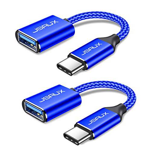 USB C to USB 어댑터 [2 팩], JSAUX USB 타입 C Male to USB 3.0 Female OTG Cable-Blue