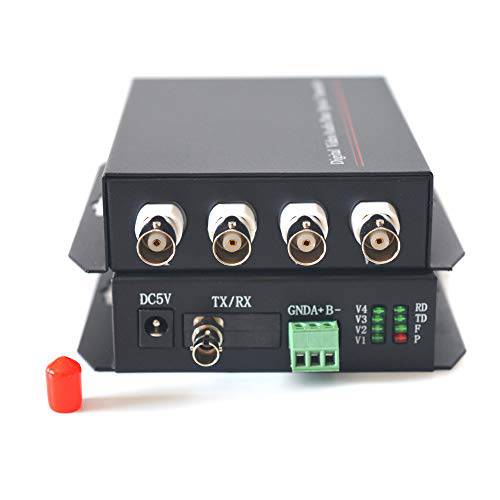Primeda 4 채널 비디오 over 파이버 optic 미디어 컨버터, 변환기 | St 커넥터 | 롱 거리 전송, Singlemode 파이버 up 12.4Miles (20Km)| 플러그 and 플레이 | 하이 안정성 (4CH, S/ M 0~20Km.M/ M 0~500m)