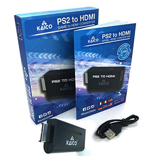 Kaico 에디션 - 플레이스테이션 2 PS2 HDMI 컨버터, 변환기 - PS2 to HDMI - 컴포넌트 to HDMI 컨버터, 변환기 어댑터 - 플레이 플레이스테이션 2 on Your HDMI TV - 레트로 게이밍 PS2 HDMI 컨버터, 변환기 어댑터…