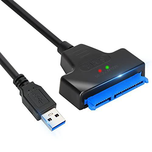 SATA to USB 어댑터 케이블 2.5 인치 SSD and HDD, VCOM USB 3.0 to SATA III 하드 드라이버 어댑터, 지원 UASP SATA to USB 케이블 SATA 어댑터 케이블 USB to SATA 어댑터 HDD to USB SSD Sata Cable-Black