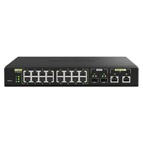 QNAP 20-Port 10GbE PoE++ and 2.5GbE PoE+ Managed 네트워크 스위치 (QSW-M2116P-2T2S-US). 레이어 2, 웹 관리