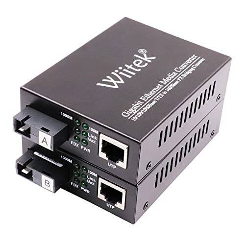 Wiitek 10/ 100/ 1000M 파이버 이더넷 미디어 컨버터, 변환기, 10/ 100/ 1000Base-T/ TX to 1000Base-FX 기가비트 Bridging 컨버터, 변환기, 싱글 파이버 BIDI SC, SM, 1310nm/ 1550nm 20km, 1 Pair(A& B)