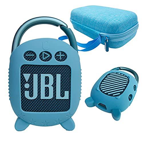 하드 캐링 케이스 and 실리콘 커버 JBL 클립 4 휴대용 블루투스 스피커, 보호 여행용 케이스 스토리지 JBL 클립 4 (하드 케이스+ 실리콘 커버) (블루)