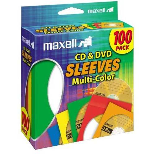 Maxell 190132 CD& DVD 용지,종이 스토리지 봉투 커버 Heavy-duty 용지,종이 and 클리어 플라스틱 창문 Multi-Color 100 팩 (용지,종이)