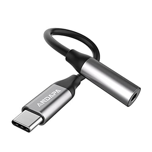 USB C to 3.5mm 오디오 어댑터 ANDAPA 헤드폰 어댑터 호환가능한 아이패드 프로 2018/ 2020 픽셀 4 3 2 XL 삼성 갤럭시 S21 S20 울트라 S20+ 노트 20 10 S10 S9 플러스