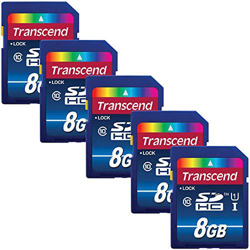 트렌센드 8GB SDHC 메모리 카드 프리미엄 Class 10 UHS-I (팩 of 5) TS8GSDU1 - 탑 밸류 번들,묶음