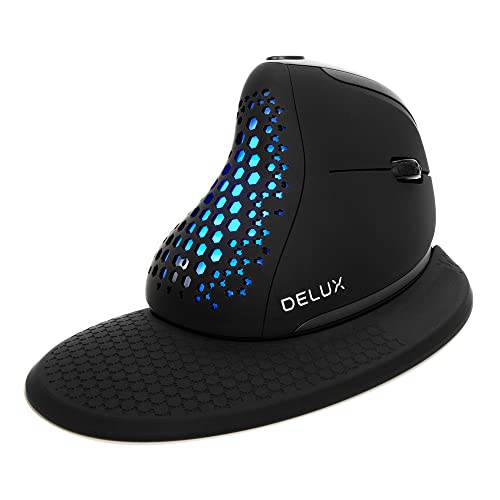 디럭스 Seeker 무선 인체공학 버티컬 마우스 OLED 스크린, 블루투스 and USB 리시버, 연결 Up to 4 디바이스, 썸 휠, 7200DPI, 프로그래밍가능 충전식 광학 Mouse(M618SXD-Black)