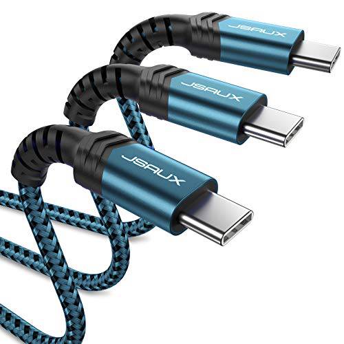 JSAUX USB C to USB C 케이블 60W, 3-Pack [10ft+ 6.6ft+ 3.3ft ] 타입 C 고속충전 케이블 호환가능한 삼성 갤럭시 S21 S21+ S21 울트라 S20 플러스 S20+ 노트 20 10, 구글 픽셀 4 3 2 XL- 그린