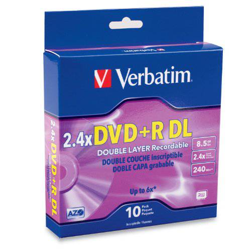 Verbatim 95166 8.5 GB 2.4X 더블 레이어 기록가능 디스크 DVD 플러스 R DL, 10-Disc Spindle (단종 by 제조사)