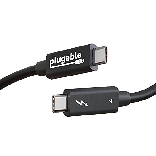 Plugable 썬더볼트 4 케이블 [썬더볼트 인증된] 6.4ft USB4 케이블 100W 충전, 싱글 8K or 듀얼 4K 디스플레이, 40Gbps 데이터 전송, 호환가능한 썬더볼트 4, USB4, 썬더볼트 3, USB-C