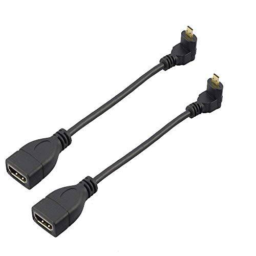Seadream 2Pack 6 15CM 90 도 다운 앵글드 마이크로 HDMI Male to HDMI Female 케이블 어댑터 커넥터 (2Pack 다운 앵글드)