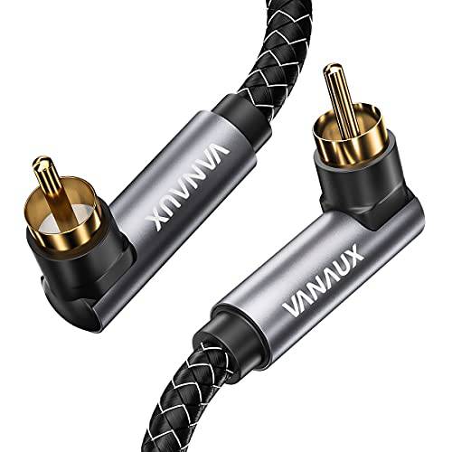 VANAUX 90 도 직각 RCA 오디오 Cable[1 RCA Male to 1 RCA Male, 듀얼 보호처리된, Gold-Plated, 하이파이 사운드 퀄리티] 스테레오 오디오 케이블 가정용 오디오 시어터, 앰프 (5ft/ 1.5m)