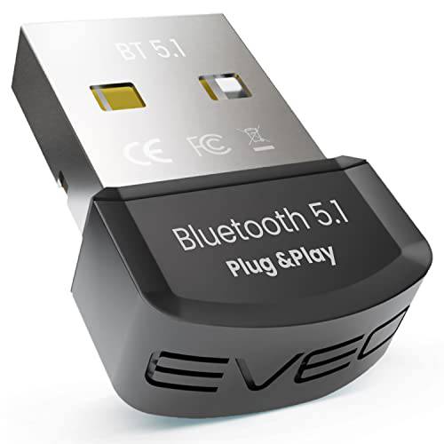 EVEO 블루투스 어댑터 PC - 블루투스 동글 5.1 어댑터 윈도우 10 Only (플러그 and 플레이) 데스크탑, 노트북, 프린터, 키보드, 마우스, 헤드셋,  스피커 - USB 블루투스 5.1 동글