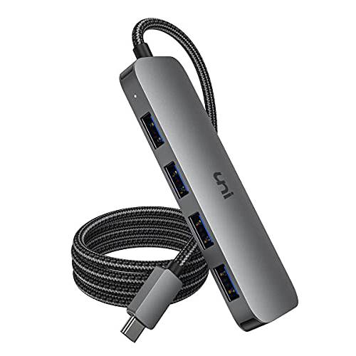 uni USB C 허브, 썬더볼트 3 to 4 USB 3.0 포트 4FT 롱 케이블, 알루미늄 USB C 멀티포트 어댑터 맥북 프로/ 에어 2020/ 2019, 아이패드 프로, Dell, HP Pavilion 데스크탑 and More