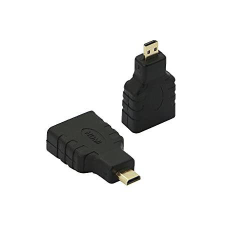 QIANRENON 마이크로 HDMI to HDMI 어댑터, 마이크로 HDMI Male to HDMI Female 컨버터, 변환기 커넥터 카메라/ 캠코더 That 지원 4K/ 3D, 2- 팩.