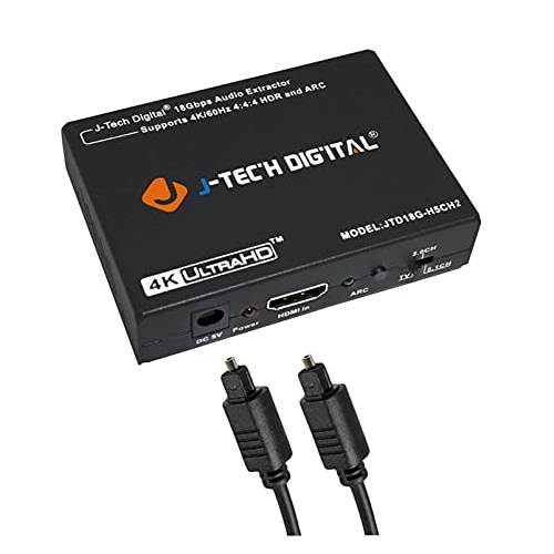 J-Tech 디지털 4K60Hz HDMI 오디오 분리기 ARC 번들,묶음 3ft 토스링크 디지털 광학 오디오 SPDIF 케이블