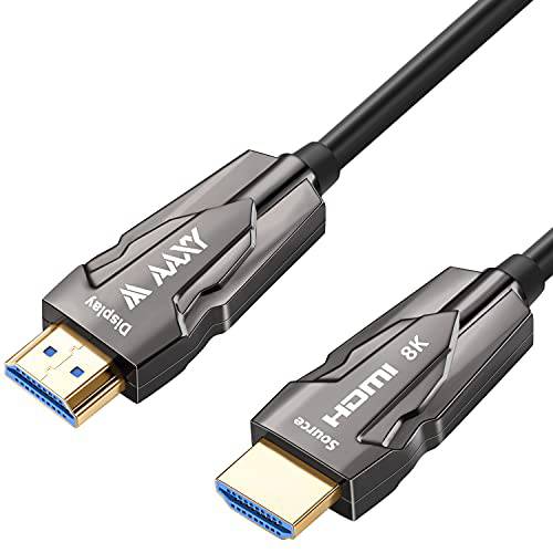 8K 파이버 HDMI 케이블 50ft, 울트라 고속 48Gbps HDMI 2.1 파이버 Optic 케이블 [8K@60Hz, 4K@120Hz], 지원 다이나믹 HDR/ eARC/ HDCP 2.2, 호환가능한 PS5, 엑스박스, 애플 TV,  닌텐도스위치, Roku etc
