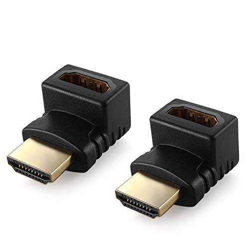 TNP HDMI 앵글 어댑터 Male to Female 포트 세이버,스토퍼 버티컬 오른쪽 커넥터 커플러 확장기 소켓 플러그 잭 - 지원 4K 4kx2k 울트라 HD UHD, 1080P 풀 HD (2 팩 - 270 도)