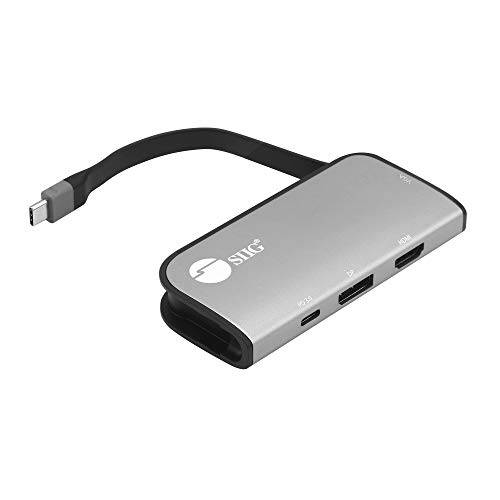 SIIG USB-C MST 허브 PD 3.0, USB-C to DP+ HDMI+ VGA, Singal 4K30+  듀얼 1080p or 트리플 1080p 비디오 출력, PD 100W, 윈도우 노트북 ( DP Alt 모드 필수) NOT Mac OS (CB-TC0G11-S1)
