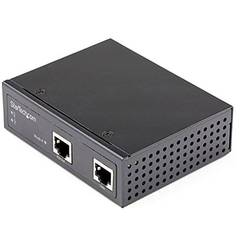 StarTech.com 산업용 기가비트 이더넷 PoE 인젝터 - 30W 802.3at PoE+ Midspan 48V-56VDC DIN 레일 파워 Over 이더넷 인젝터 어댑터 - -40C to+ 75C 카메라/ 센서/ 와이파이 액세스 (POEINJ30W)