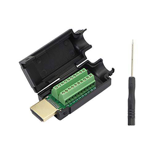 HDMI 무납땜 신호 터미널, Gelrhonr 금도금 HDMI 프리 용접 커넥터 Breakout 보드 Breakout 플라스틱 커버, 드라이버