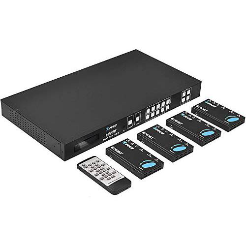 8X8 4K HDMI 매트릭스 변환기 확장기 by OREI - HDBaseT UltraHD 4K @ 60Hz 4:4:4 Over 싱글 CAT5e/ 6/ 7 케이블 HDR, CEC& IR 컨트롤, RS-232 - up to 230 ft - 루프 Out - 6 리시버