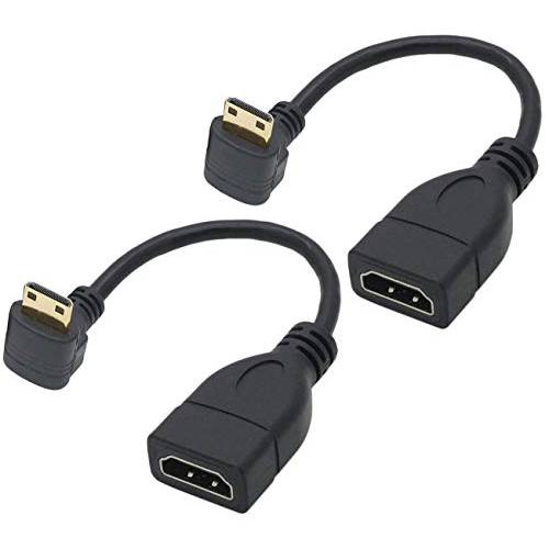15CM 고속 90 도 미니 HDMI Left-Toward Male to HDMI Female 케이블 어댑터 커넥터 지원 풀 HD 4K 1080P 3D 플레이어, (6.0in, 하 앵글) - 2 팩