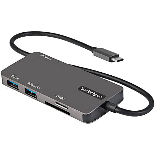 StarTech.com USB C 멀티포트 어댑터 - USB-C to 4K HDMI, 100W 파워 Delivery Pass-Through, SD/ 마이크로SD 슬롯, 3-Port USB 3.0 허브 - USB Type-C 미니 도크 - 12 (30cm) 롱 Attached 케이블 (DKT30CHSDPD)