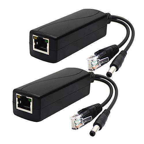 ANVISION 2-Pack 액티브 12V PoE 분배기 어댑터, 플러그 5.5mm x 2.5mm, IEEE 802.3af Compliant 10/ 100Mbps, IP카메라 AP Voip 폰 and More