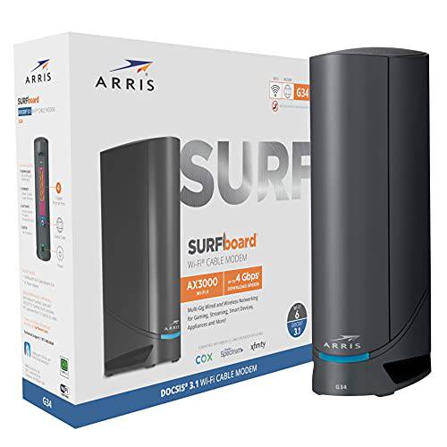 ARRIS Surfboard G34 DOCSIS 3.1 기가비트 케이블 모뎀& AX3000 Wi-Fi 6 라우터, 승인 Cox, 스펙트럼, Xfinity&  기타