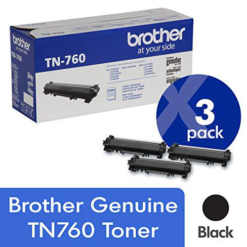 Brother 정품 TN760 3-Pack 고수율, 고성능, 높은 출력량 블랙 토너,잉크토너 카트리지 대략 3, 000 페이지 출력,수율/ 카트리지