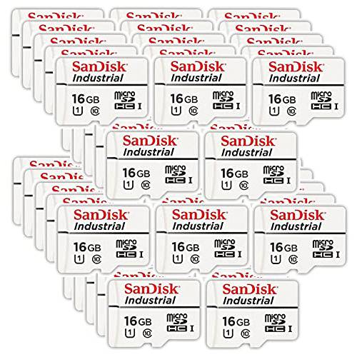 SanDisk 산업용 16GB 마이크로 SD 메모리 카드 Class 10 UHS-I MicroSDHC (벌크, 대용량 50 팩) in 케이스 (SDSDQAF3-016G-I) 번들,묶음 (1) Everything But 스트롬볼리 카드 리더, 리더기