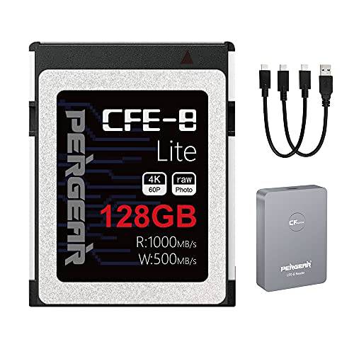 PERGEAR CFE-B 라이트 128GB 메모리 카드 니콘 D850 Z6 Z7 캐논 EOS R5 CFexpress Type-B Card（128GB）