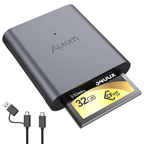 Alxum CFast 2.0 카드 리더, 리더기, USB C to C 메모리 카드 리더, 리더기 USB A 어댑터, 2in1 USB 데이터 케이블, Read SanDisk, Lexar CFast 2.0 카드, 호환가능한 Mac OS, 윈도우, 안드로이드, 알루미늄, 휴대용