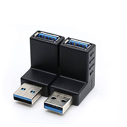 2 팩 USB 3.0 어댑터 90 도 Male to Female 콤보 버티컬 Up and 다운 앵글 커플러 Connector，USB 3.0 Male to Female 90 도 직각 연장 어댑터, USB 상 and 하 커넥터